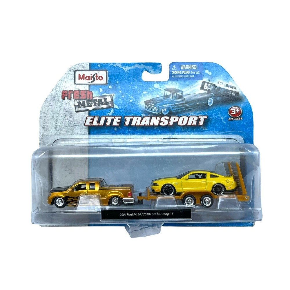 Maisto Transport 2004 Ford F-150 Pickup Truck 2010‎ Ford Mustang GT Trailer 1/64